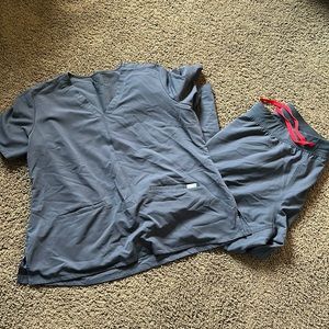 Figs grey scrub set - top and pants, XXL